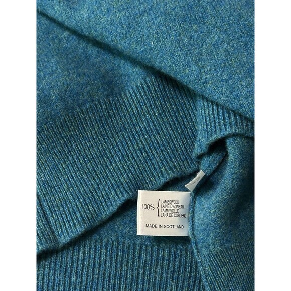 O’Connell’s Scotland Shetland Wool Sweater Mens 42/Med Blue Heathered Turquoise - Picture 6 of 7